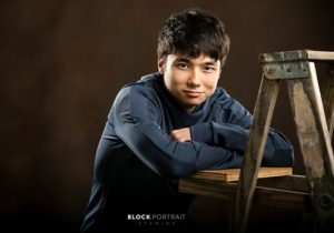 Senior boy, Block Portrait Studios, senior portraits, sweater, ladder, Saint Paul, Minnesota, Twin cities, Japanese, Model