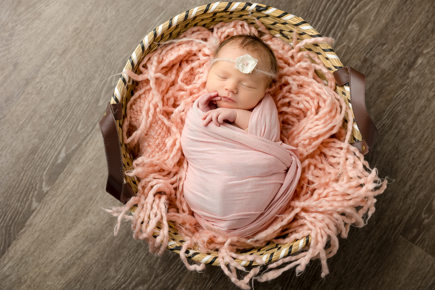 baby pictures in swaddle taken by Bloomington photographer Block Portrait Studios