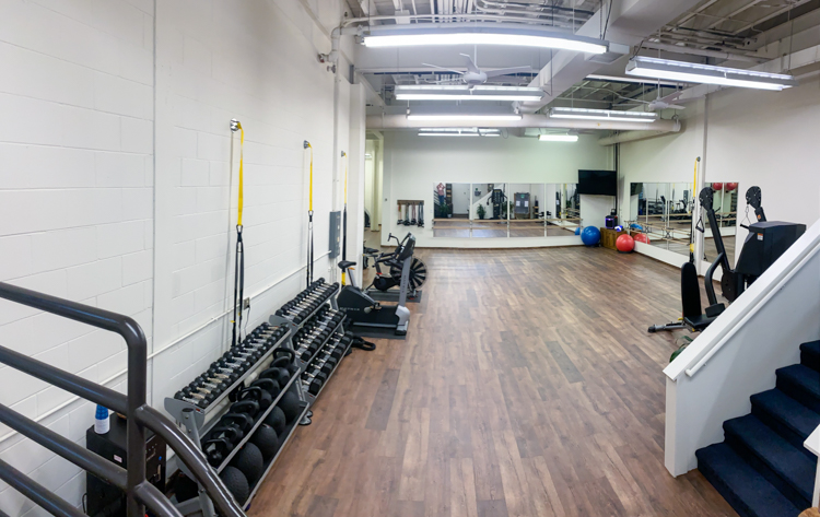 View of St. Paul fitness studio for yoga, personal training shot by Twin Cities photographer Block Portrait Studios